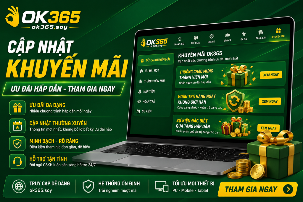 Khuyến Mãi OK365 được cập nhật thuận tiện trên mọi nền tảng