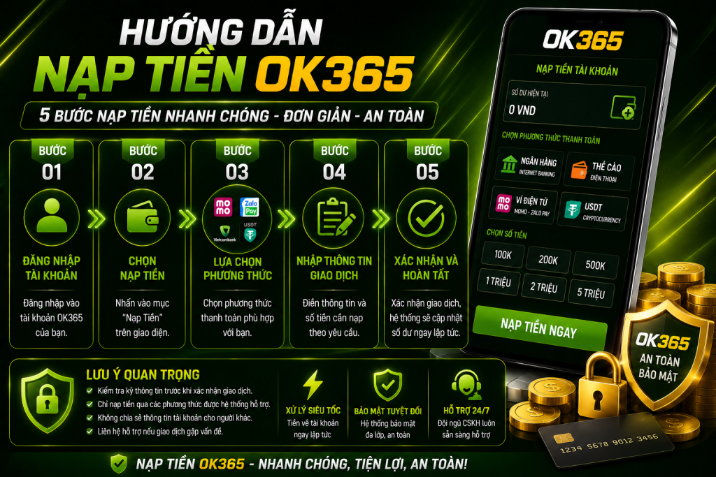 Các bước nạp tiền OK365 đơn giản và dễ thực hiện