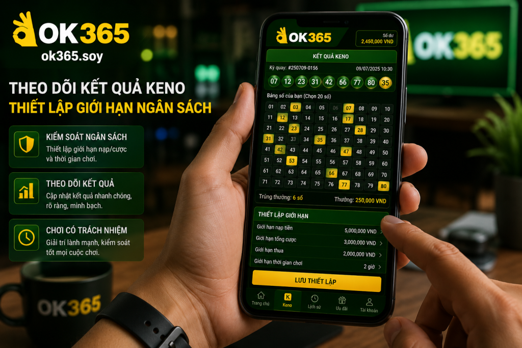 Người chơi theo dõi kết quả Keno trên điện thoại và thiết lập giới hạn ngân sách