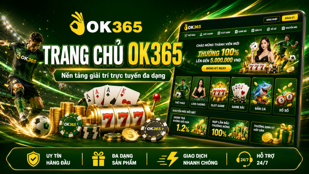Giao diện trang chủ Ok365